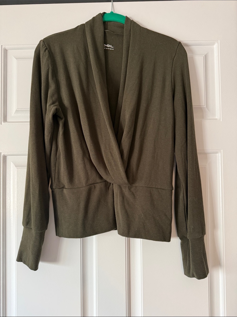 OGL Olive Brown Draped Open-Front Cardigan